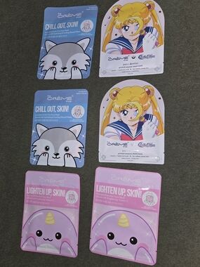 The Crème Shop Women's Sheet Mask Set — Pink, Blue, White Character Masks